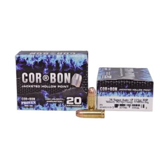 CorBon .38 Super Auto +P 115 Grain Jacketed Hollow Point - 20 Rounds (Box) 38X11520