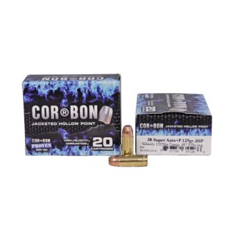 CorBon .38 Super Auto +P 125 Grain Jacketed Hollow Point - 20 Rounds (Box) 38X12520
