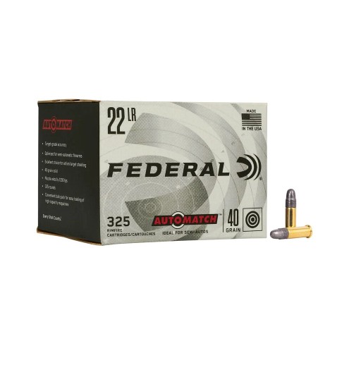 Federal AutoMatch .22 Long Rifle 40 Grain Lead Round Nose - 325 Rounds (Box) AM22