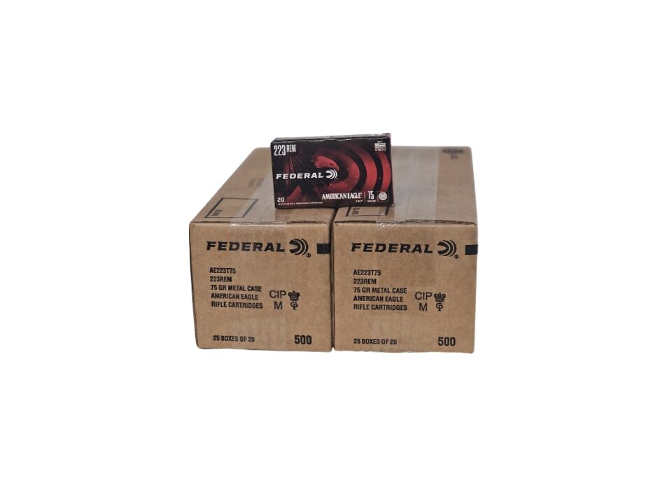 Federal American Eagle .223 Rem 75 Grain Total Metal Jacket - 1,000 Rounds (2 CASES) AE223T75