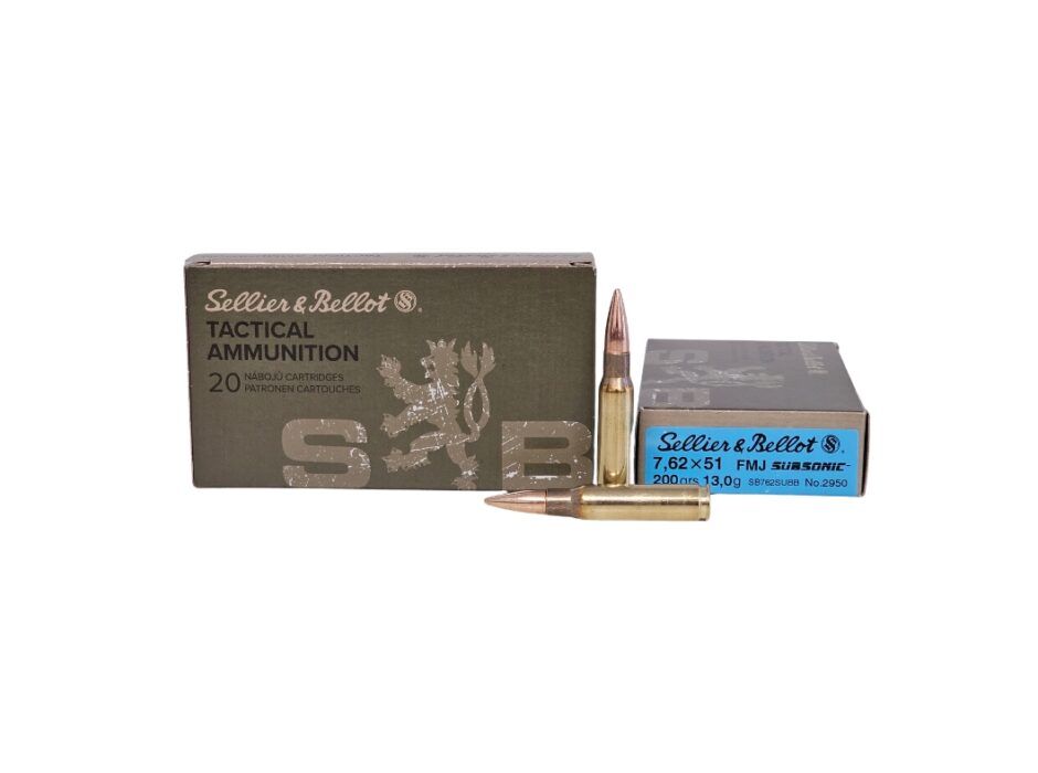 Sellier &amp; Bellot SUBSONIC 7.62x51mm NATO 200 Grain FMJ - 20 Rounds (Box) SB762SUBB