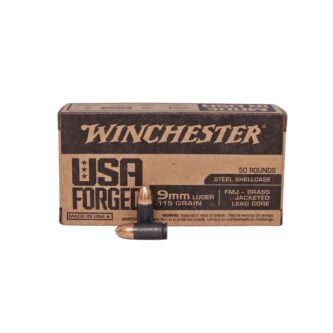 Winchester USA Forged 9mm Luger 115 Grain STEEL Case FMJ - 50 Rounds (Box) WIN9SV
