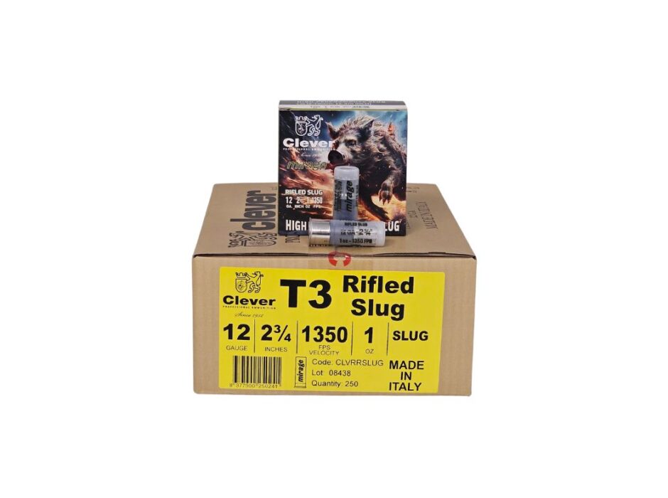 Clever mirage 12 Gauge CASE 2 3/4" 1oz. Rifled SLUG 1350FPS - 250 Rounds (CASE) CLVRRSLUG