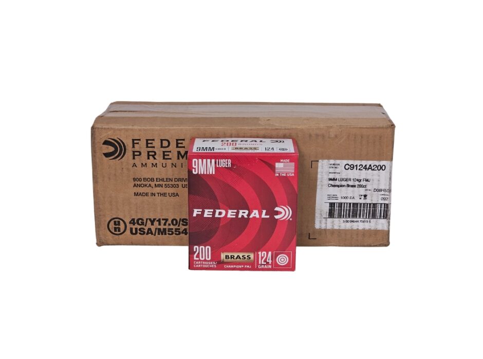Federal Champion 9mm Luger 124 Grain Full Metal Jacket - 1,000 Rounds (Bulk) C9124A200