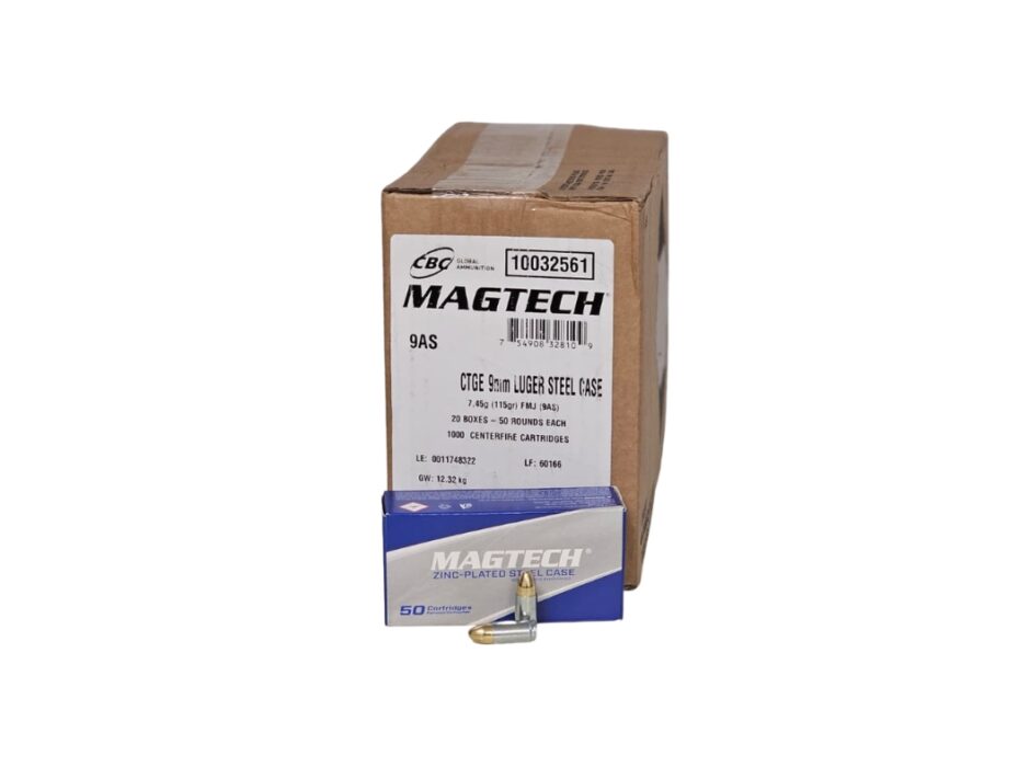 Magtech 9mm Luger STEEL Case 115 Grain FMJ - 1,000 Rounds (CASE) 9AS