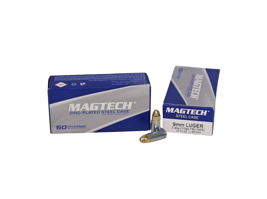 Magtech 9mm Luger STEEL Case 115 Grain FMJ – 50 Rounds (Box) 9AS