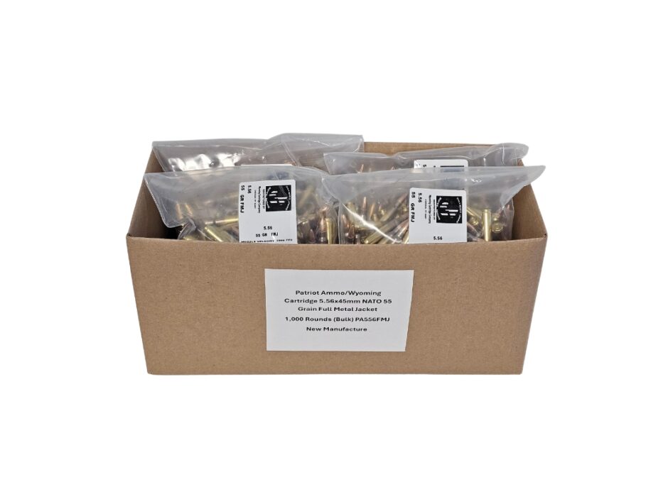 Patriot Ammo/Wyoming Cartridge 5.56x45mm NATO 55 Grain FMJ - 1,000 Rounds (Bulk) PA556FMJ