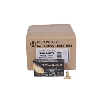 Sellier & Bellot .380 ACP CASE 92 Grain FMJ - 1,000 Rounds (CASE) SB380A