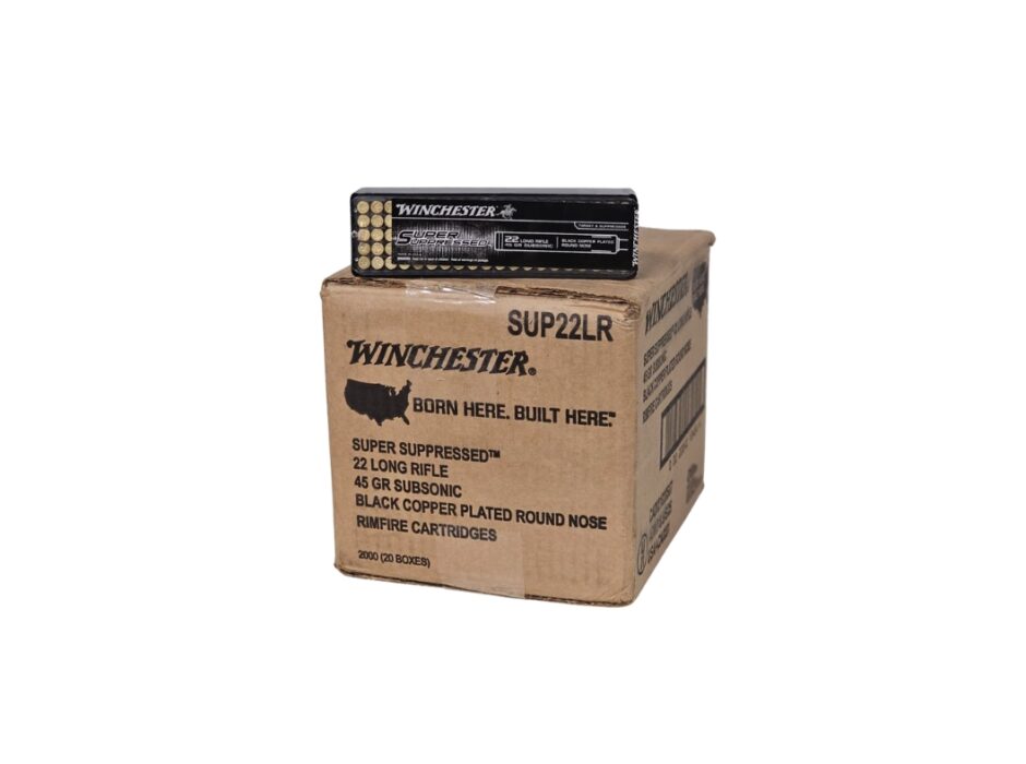 Winchester Super Suppressed .22LR CASE 45 Grain Black Copper Plated HP - 2,000 Rounds (CASE) SUP22LR