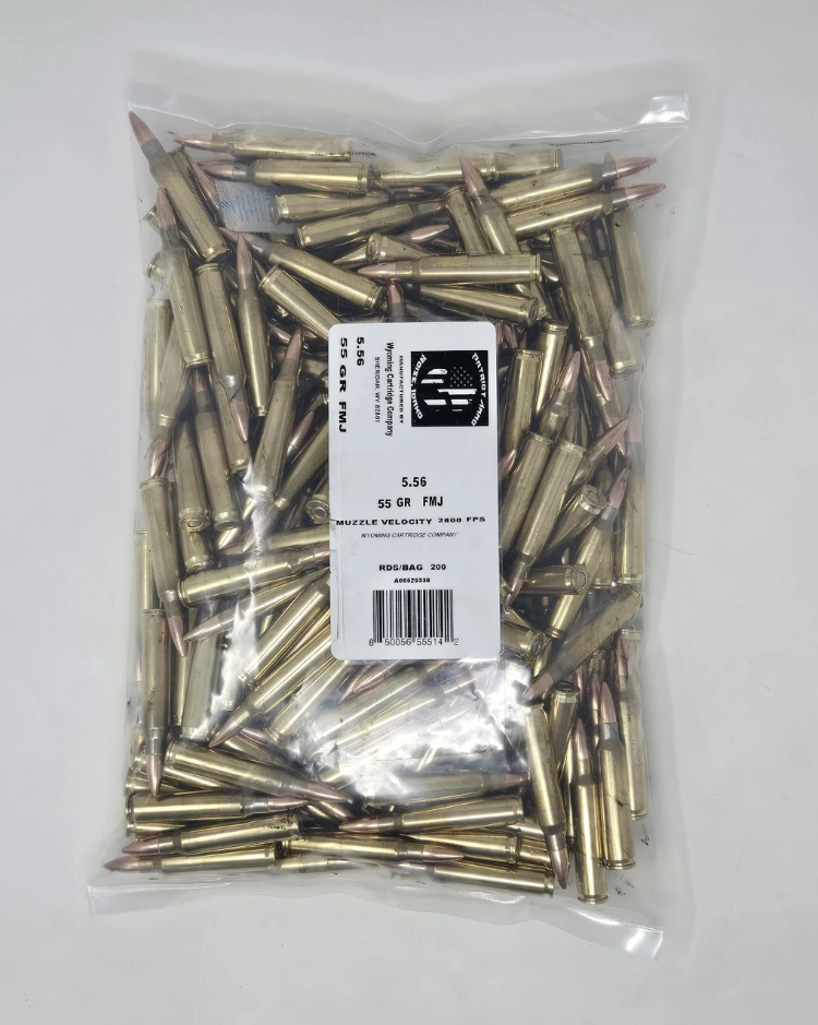 Patriot Ammo/Wyoming Cartridge 5.56x45mm NATO 55 Grain FMJ - 1,000 Rounds (Bulk) PA556FMJ