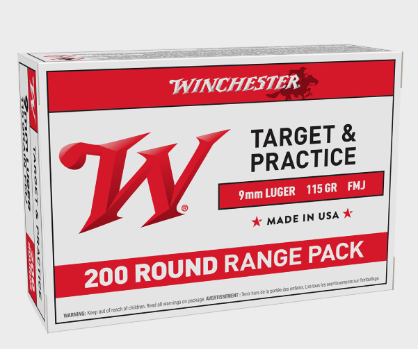 Winchester White Box 9mm Luger 115 Grain FMJ - 200 Rounds (Range Pack) USA9W