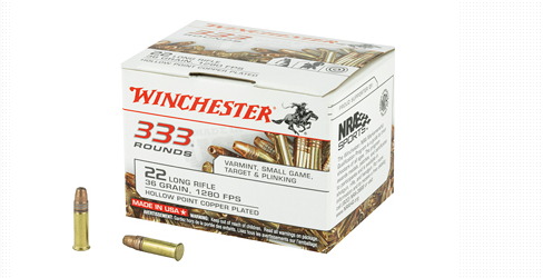 Winchester .22LR 36 Grain Copper Plated Hollow Point - 333 Rounds (Box) 22LR333HP