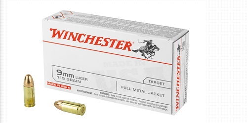 Winchester 9mm Luger 115 Grain FMJ - 50 Rounds (Box) Q4172