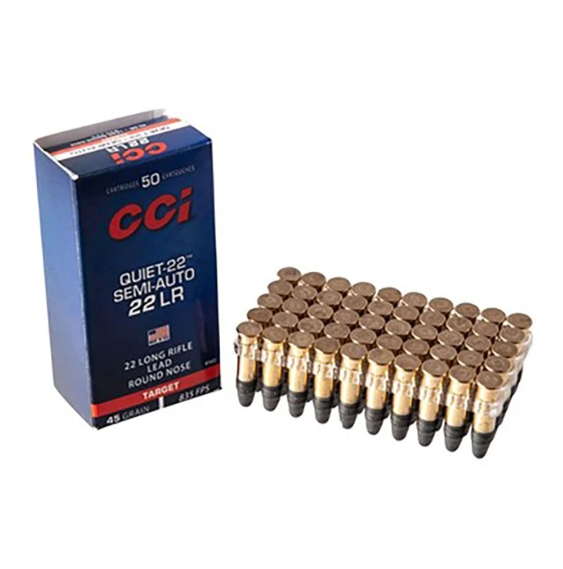 CCI QUIET-22 Semi-Auto .22LR 45 Grain Lead Round Nose - 50 Rounds (Box) 975CC