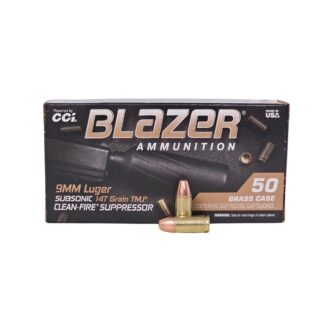 CCI Blazer Clean-Fire SUPPRESSSOR 9mm Luger Subsonic 147 Grain TMJ-FN - 50 Rounds (Box) 5203S