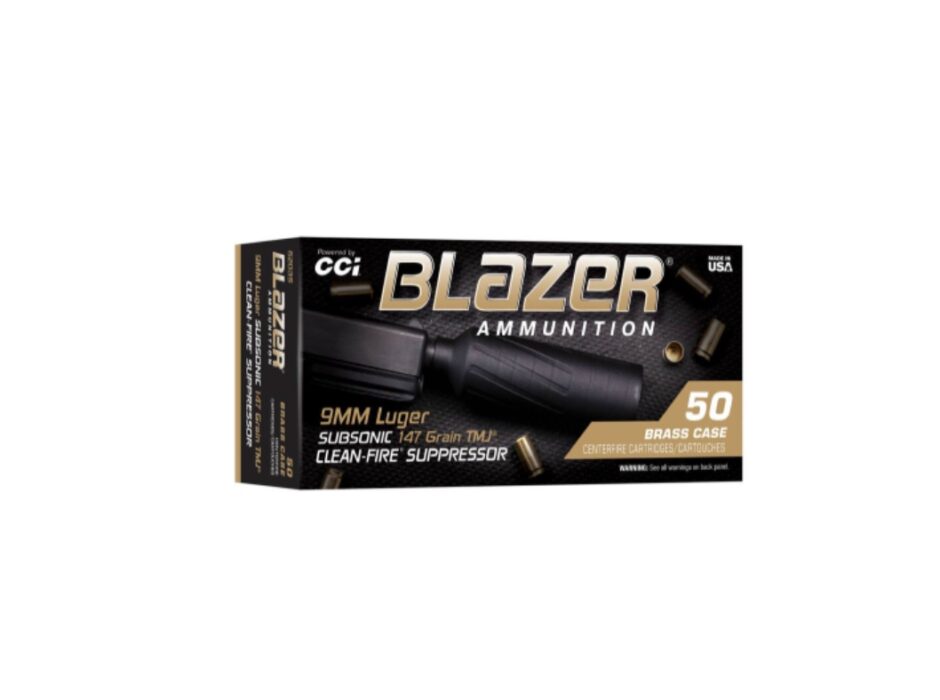CCI Blazer Clean-Fire SUPPRESSSOR 9mm Luger Subsonic 147 Grain TMJ-FN - 50 Rounds (Box) 5203S