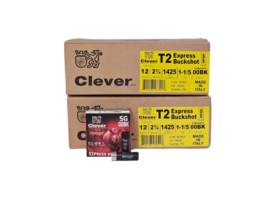 Clever Express 12 Gauge 2 3/4" 9 Pellet 00-Buck 1425FPS - 500 Rounds (2 CASES) CMBK1200