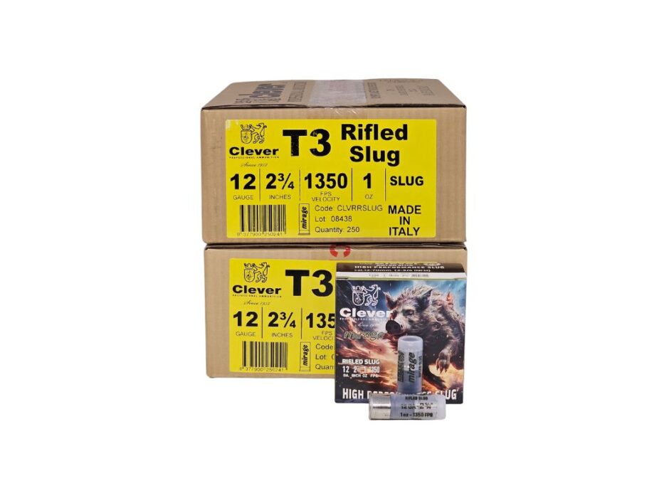 Clever mirage 12 Gauge 2 3/4" 1oz. Rifled SLUG 1350FPS - 500 Rounds (2 CASES) CLVRRSLUG