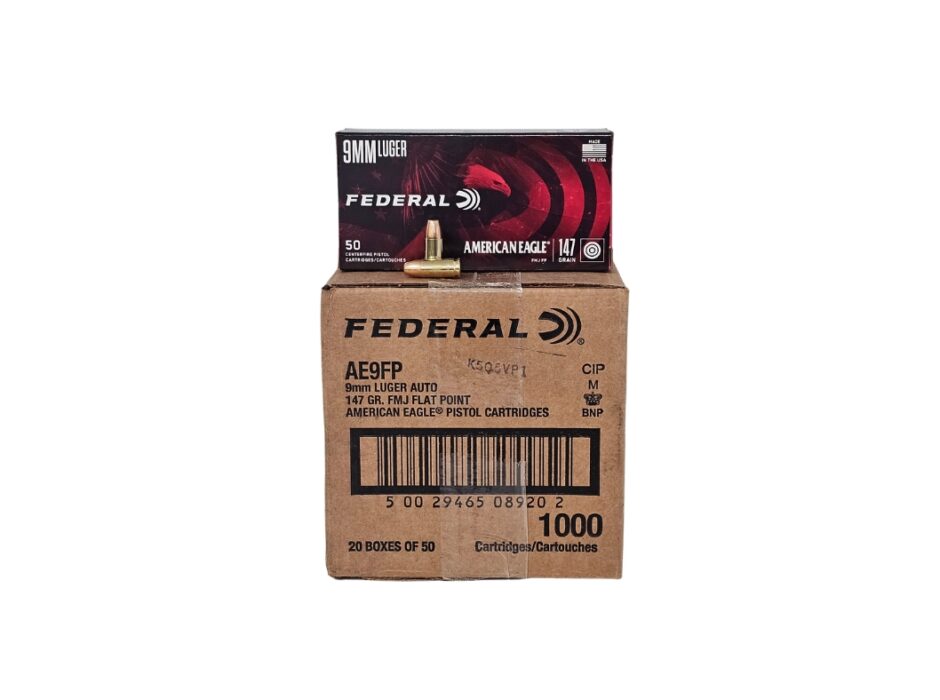 Federal Subsonic 9mm Luger CASE 147 Grain Full Metal Jacket Flat Point - 1,000 Rounds (CASE) AE9FP