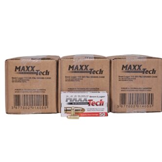 MaxxTech 9mm Luger 115 Grain Full Metal Jacket - 1,500 Rounds (3 CASES) PTGB9MMB