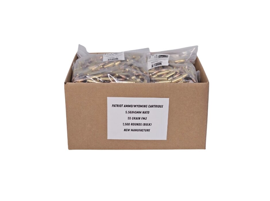Patriot Ammo/Wyoming Cartridge 5.56x45mm NATO 55 Grain FMJ - 1,500 Rounds (Bulk) PA556FMJ