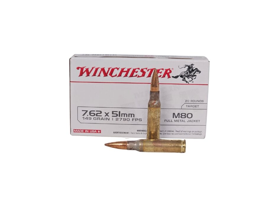 Winchester 7.62x51mm M80 149 Grain FMJ - 20 Rounds (Box) WM80