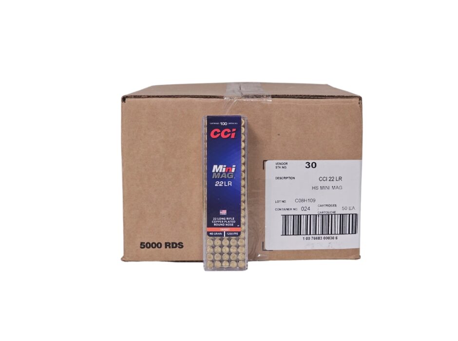 CCI Mini-Mag .22LR CASE 40 Grain Copper Plated Round Nose - 5,000 Rounds (CASE) 0030