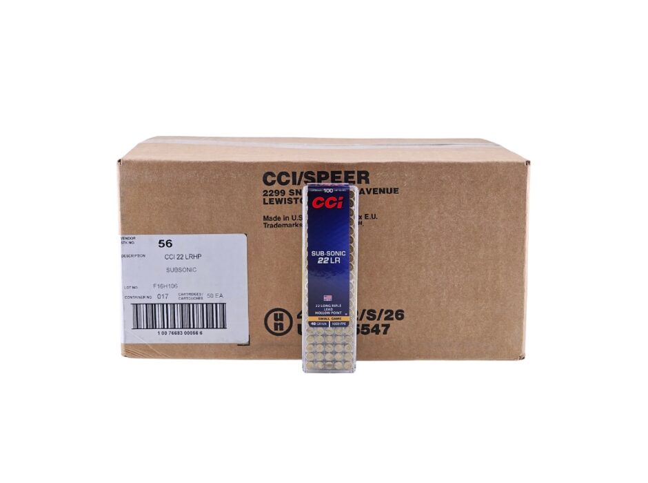 CCI .22 Long Rifle SUBSONIC CASE 40 Grain Lead Hollow Point - 5,000 Rounds (CASE) 0056