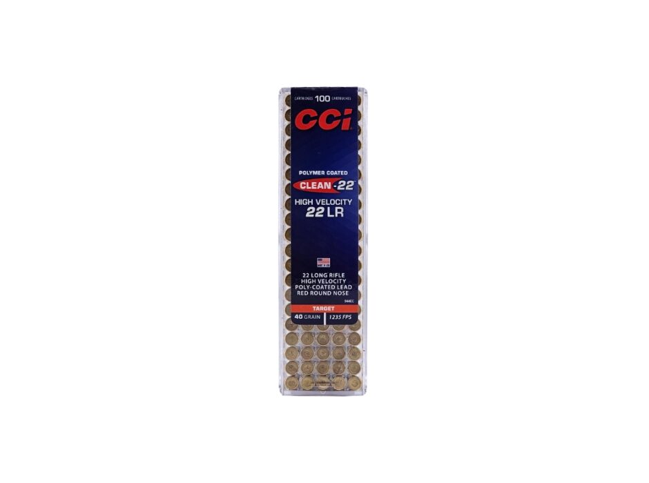 CCI Clean-22 .22LR High Velocity 40 Grain Poly-Coated LRN - 100 Rounds (Box) 944CC