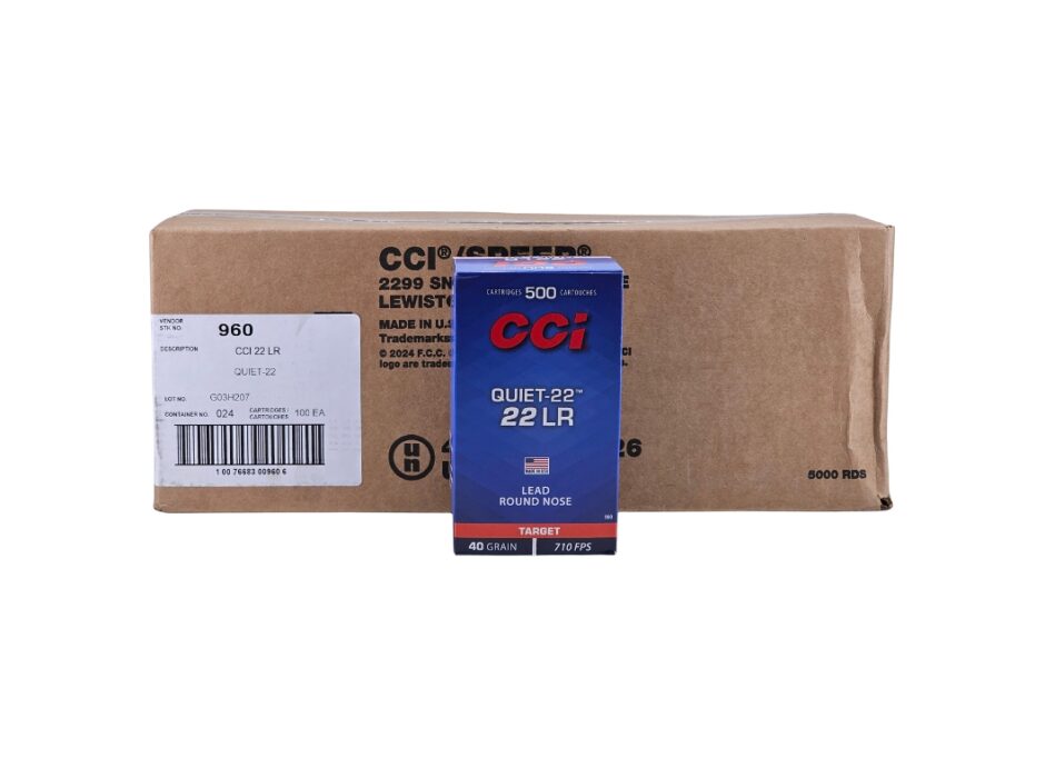 CCI Quiet .22LR Subsonic CASE 40 Grain LRN - 5,000 Rounds (CASE) 0960