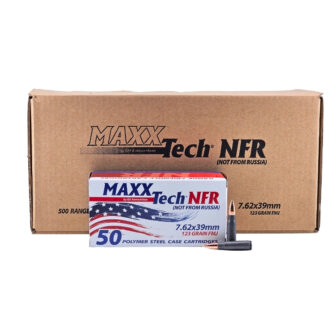 MaxxTech NFR 7.62x39mm CASE 123 Grain Polymer Coated Steel Case FMJ - 500 Rounds (CASE)