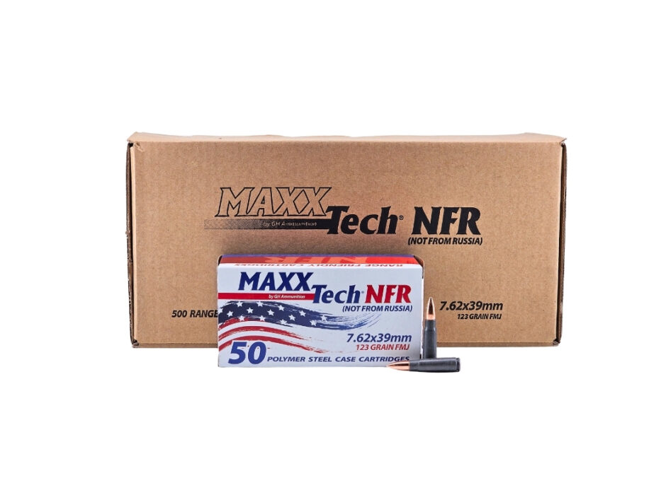 MaxxTech NFR 7.62x39mm CASE 123 Grain Polymer Coated Steel Case FMJ - 500 Rounds (CASE)