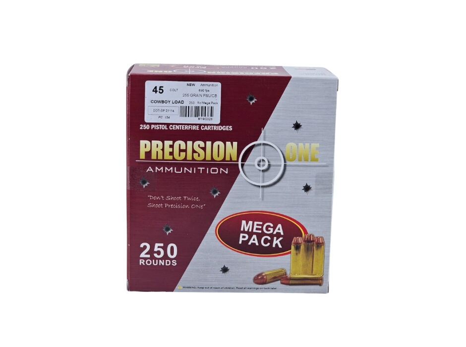 Precision One .45 Long Colt Cowboy Action 255 Grain FMJ Reduced Recoil - 250 Rounds (Mega Box)