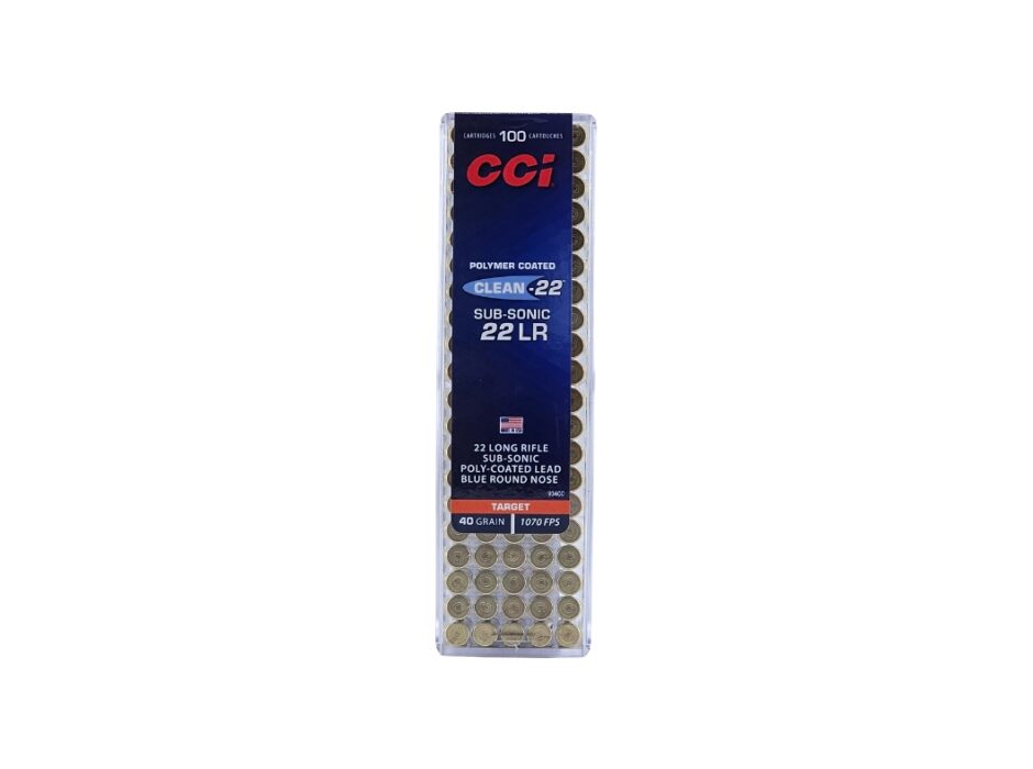 CCI Clean-22 Subsonic .22LR 40 Grain Poly-Coated LRN – 100 Rounds (Box) 934CC