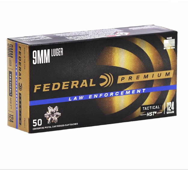 Federal Law Enforcement 9mm Luger 124 Grain HST Hollow Point - 50 Rounds (Box) P9HST1