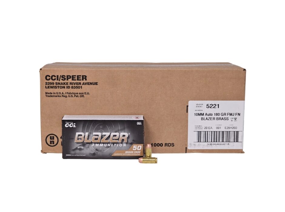 CCI Blazer 10mm Auto CASE 180 Grain FMJ FN Brass - 1,000 Rounds (CASE) 5221